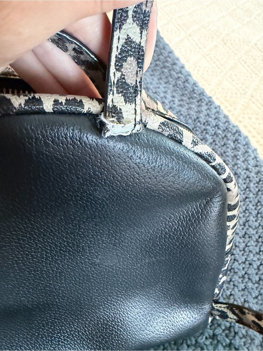 kate spade Black Leather Mini Backpack with Leopard Sides - Picture 5 of 8